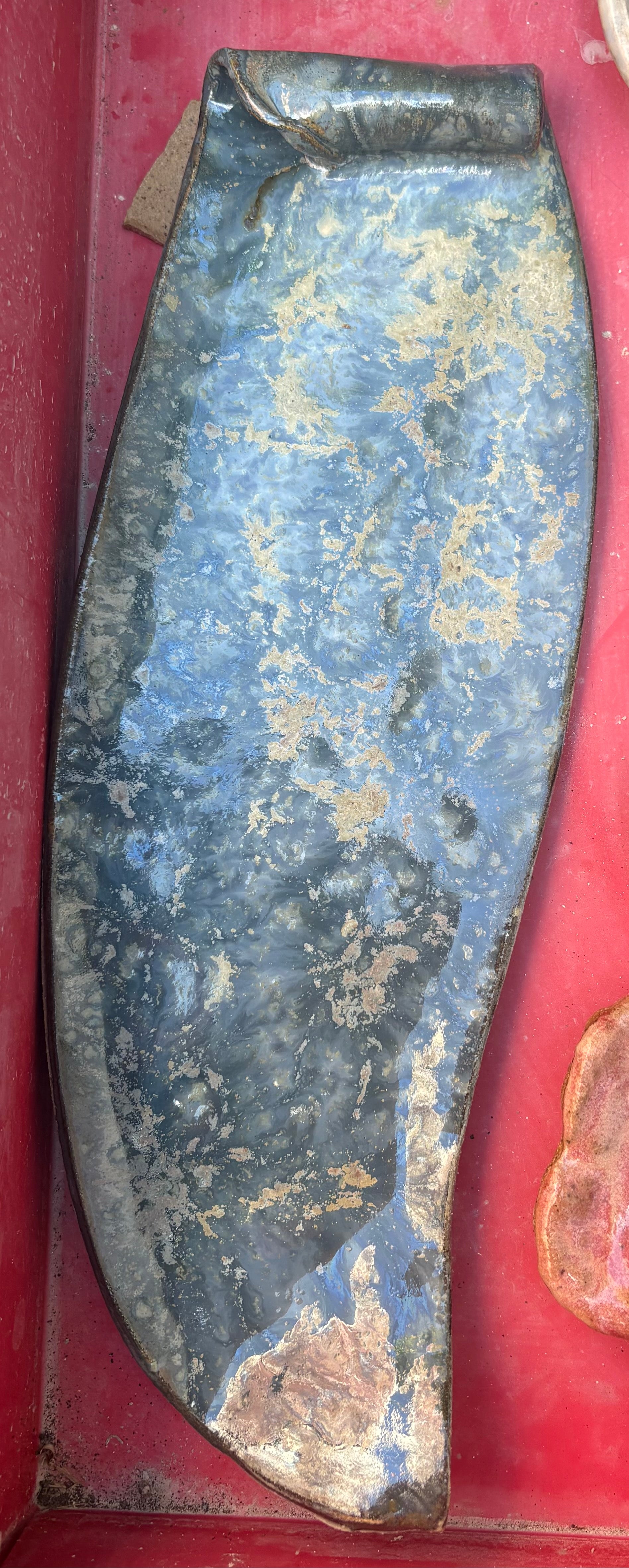 Handcrafted Blade in Cerulean Sea--Clay Art Piece