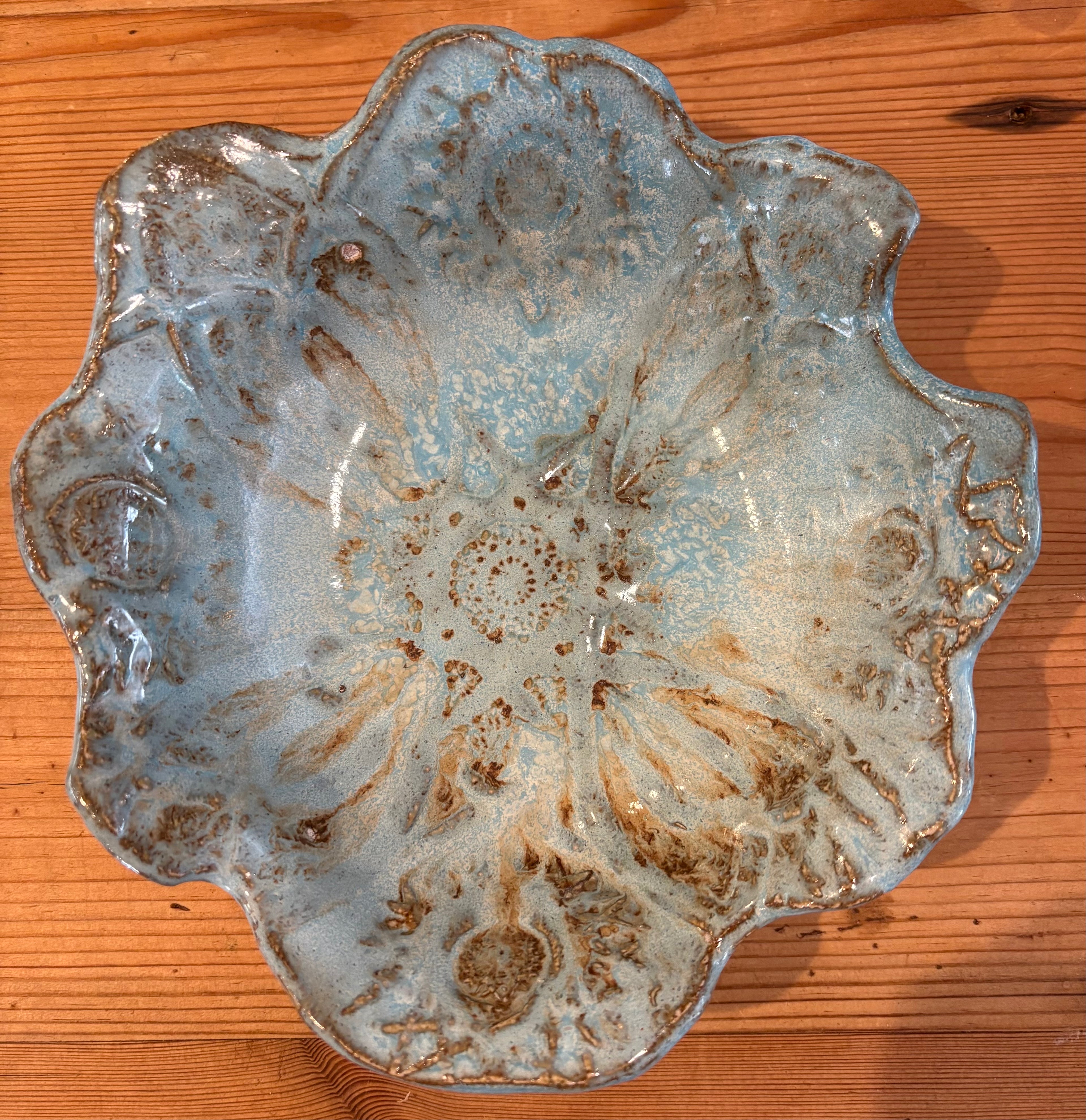 Norse Blue Crystal-Pressed Ceramic Serving Bowl